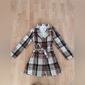 Vignette size 12 yrs Plaid Button-Up Belted Coat
